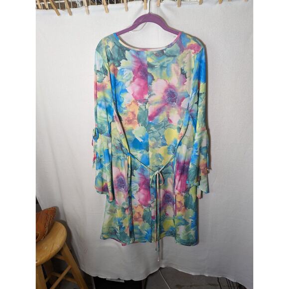 Sew In Love Watercolor Floral Print Dress Stretchy Long Sleeve Wmns 3X worn Once - Picture 5 of 9